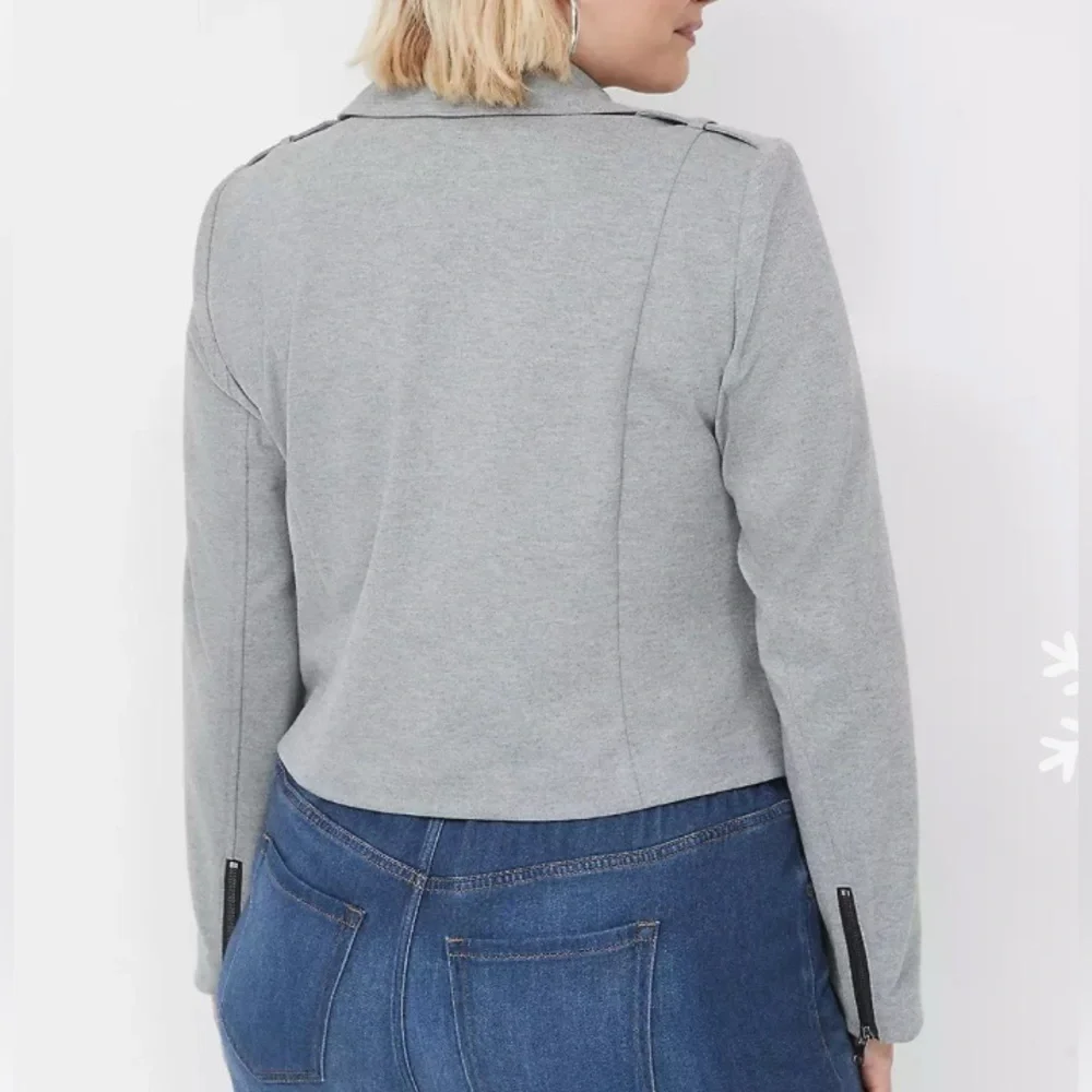 🆕 Lane Bryant Gray Women's Ponte Biker Jacket